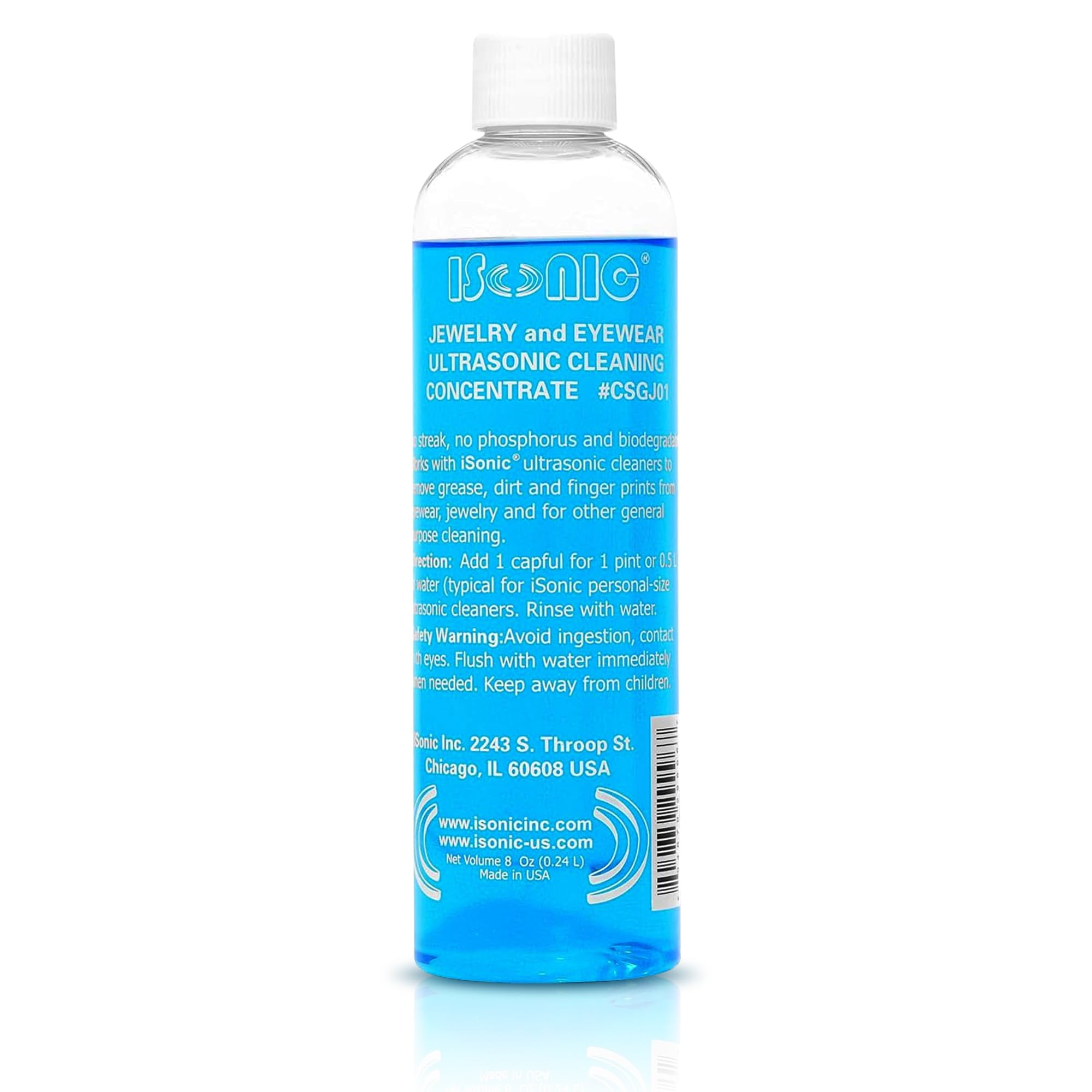 iSonic Ultrasonic Jewelry & Eyeglass Cleaner Solution Concentrate - Professional Cleaning Liquid for Ultrasonic Machine - Clean Gold, Silver, Diamond, Watch, Glasses, Eye Wear, 8-oz