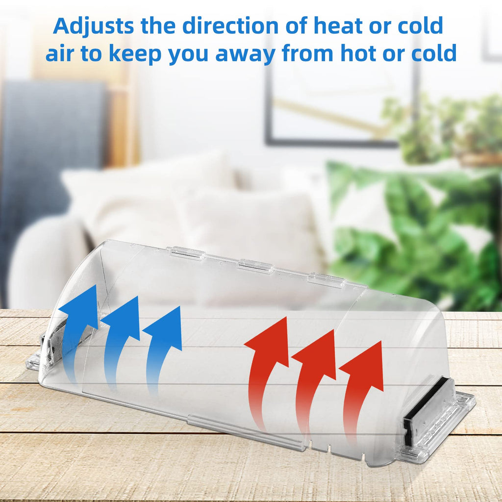 Wea&Hea 2 Pack Magnetic Air Vent Deflector, 9"-15.5" Adjustable Vent Cover with Optimized Ferrite Magnets for Ceiling/Floor/Wall Registers - Clear Heat/AC Deflector for Under Furniture & Home Comfort