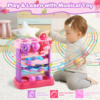 V-Opitos Musical Toys for Toddler 1, 2, 3 Years Old, Feeding Interactive Toys for Baby 9-12 Months, 6 7 8 9 10 12+ Months, Montessori Education Toy, Perfect Christmas Birthday Gifts Boy & Girl (Pink)