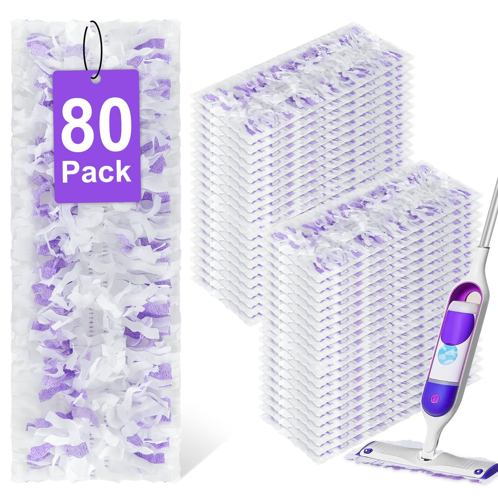 80 Pack Power Mop Refills for Swiffer Power Mop，Unscented&Thickened Multi-Surface and Wood Spray Mops for Floor Cleaning