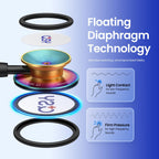 Stainless Steel Stethoscope, Dual-Frequency Chest Piece, Bell & Diaphragm & Pediatric Diaphragm, Noise-Reducing Silicone Ear Tips, Ideal for Doctors, Nurses, Students Use