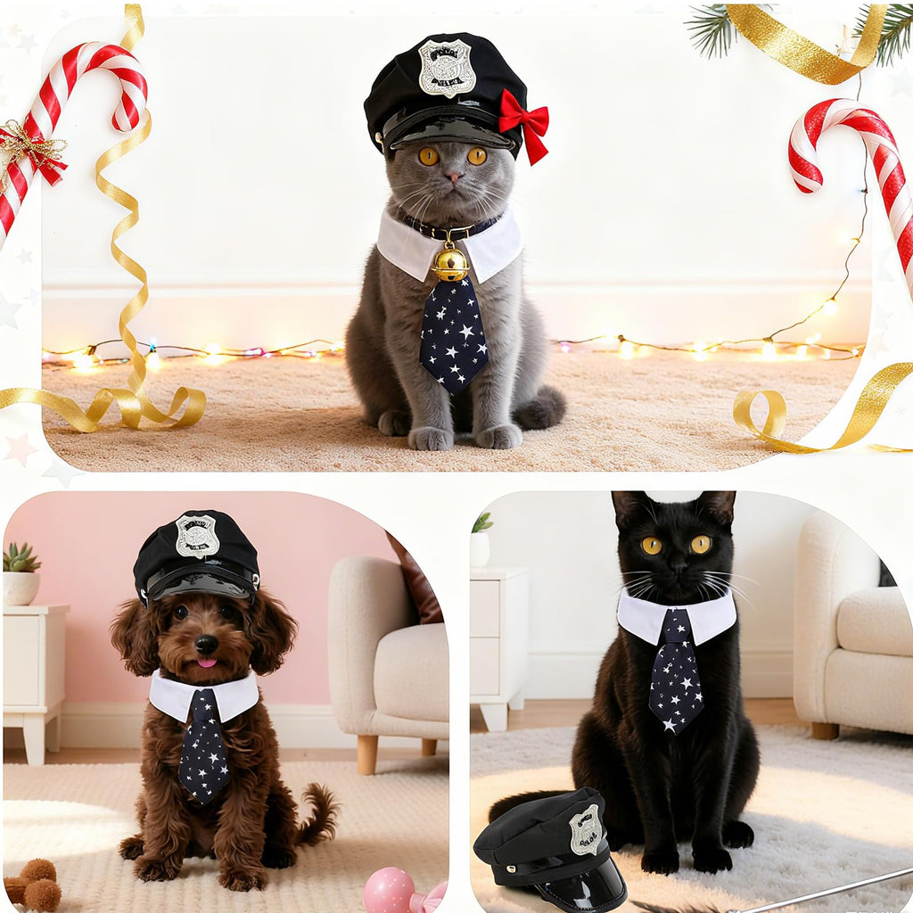 yuboo 4Pcs Police Officer Porch Goose Outfit, Funny Guard Goose Clothes for 23 Inch Large Geese, Includes Hat Sunglasses Tie & Warning Sign, 4th of July Summer Garden Yard Decor