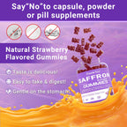 Svovita Saffron Gummies Supplements with 88.5 mg Saffron Extract, Magnesium Glycinate, L-Theanine, Ashwagandha, Rhodiola Rosea, St. John’s Wort - Sugar Free 120 Count