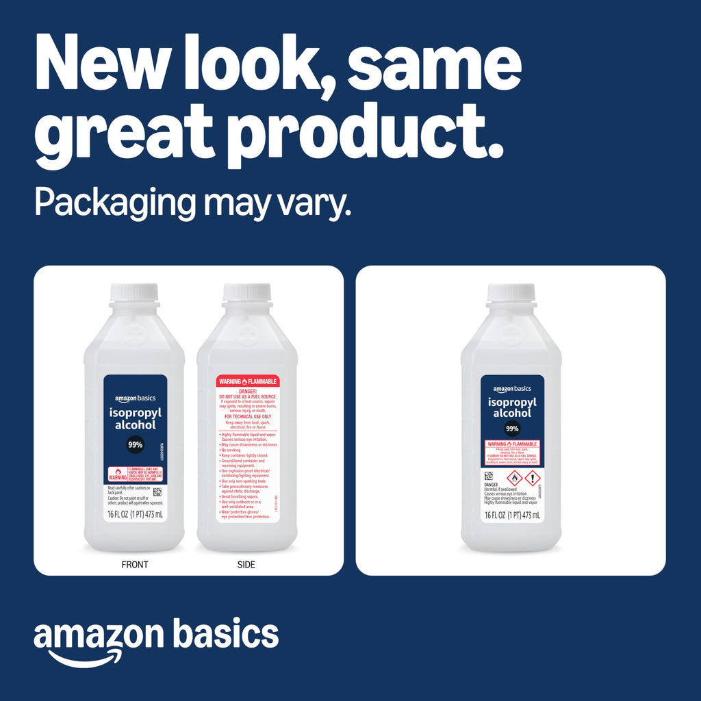 Amazon Basics 99% Isopropyl Alcohol For Technical Use,16 Fluid Ounces, 1-Pack (Previously Solimo)