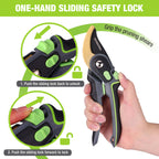 WORKPRO 9" Bypass Pruning Shears, Garden Shears with Titanium Coated