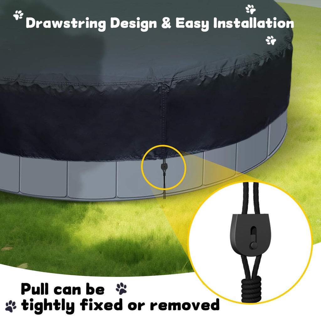 SAFANA 72" Round Dog Pool Cover [Upgrade 420D Thickened] 6ft Portable Dog Pet Bath Pool Cover 71/72 inch, Durable Foldable Round Inflatable Swimming Pool Cover, Drawstring Design Windproof Dustproof