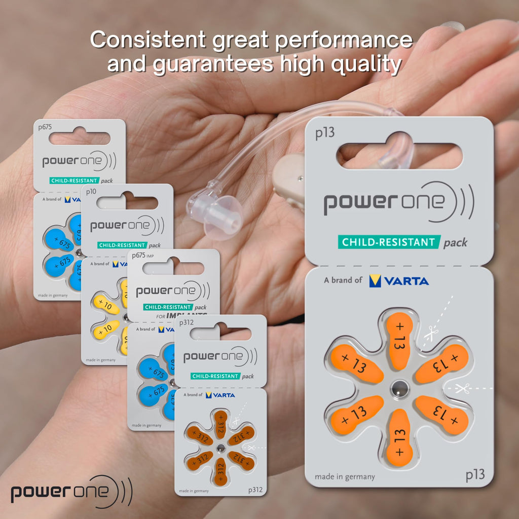 Power One Size 13 Hearing Aid Batteries (120) (p13-120)
