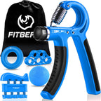 FitBeast Grip Strengthener Forearm Strengthener Hand Grips Strengthener Kit - 5 Pack Adjustable Resistance (Light Blue)