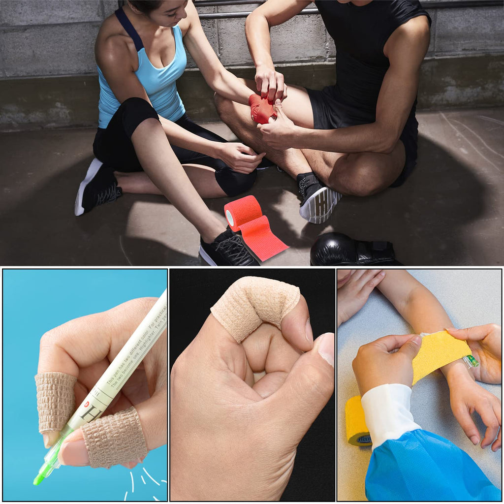 2" Self Adhesive Bandage Wraps, 24pcs Vet Wraps, Skin Color, 5 Yard Self Adherent Wraps for Sports, Wrist, Ankle and Swelling