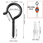PlusRoc 20 Pack Screw Hooks for Hanging Plants Outdoor Lights(Black)