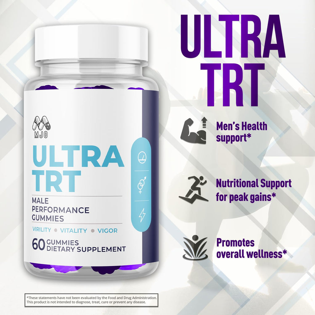 Ultra TRT Gummies for Men, Official Ultra TRT Male Gummys with All Natural Ingredients, Advanced UltraTRT Maximum Strength Men's Supplement, Active Lifestyle Support with Premium Vitamins (60 Gummies)