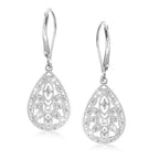 Silver Teardrop Filigree Dangle Earrings Drop Earrings for Women Trendy