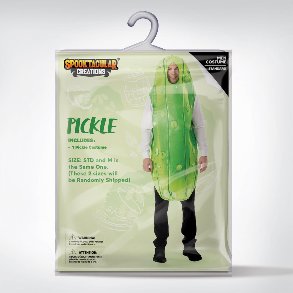Spooktacular Creations Halloween Pickle Costume Adult, Unisex Food Costume for Men, Green Fruit Jumpsuit Outfit for Dress Up, Cosplay, Themed Parties (Medium)