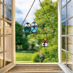 Rswardeleco Stained Glass Birds Window Hanging, Owl Suncatcher Decor