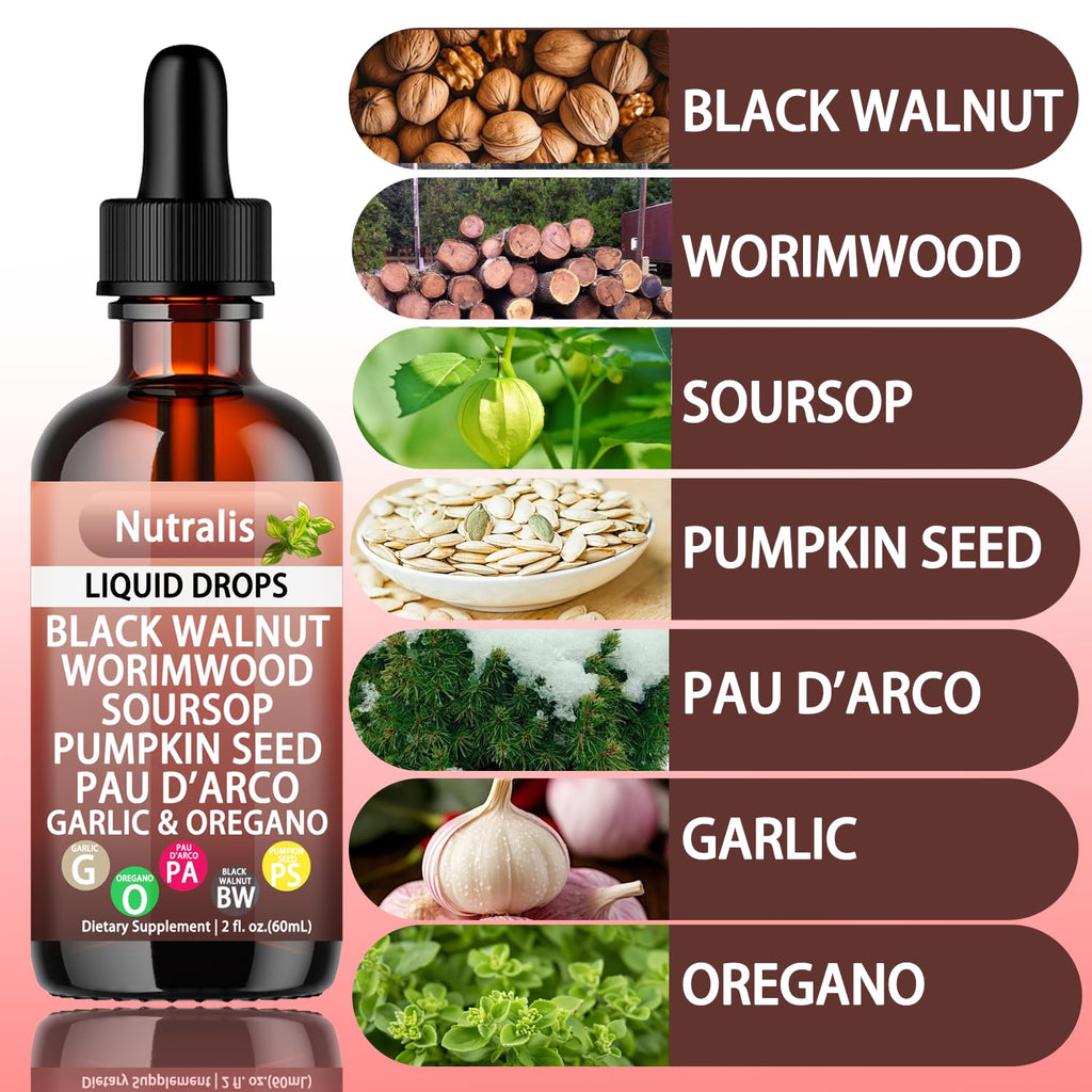 Nutralis Black Walnut Wormwood Drops, Botanical Wellness Blend, 2 fl oz