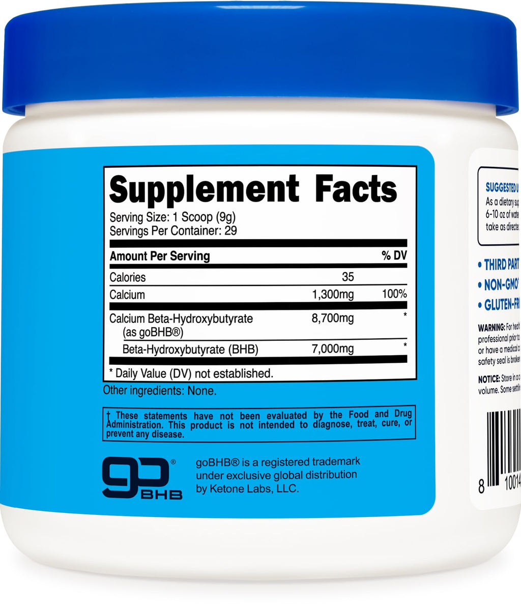 Nutricost Calcium BHB (250g) Unflavored, Calcium Ketone Salt, Gluten-Free