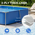 SunSwell Metal Frame Swimming Pool for Family, Rectangle Above Ground Pool for Outdoor, Easy Setup for Backyard, Garden, Camping - Durable PVC