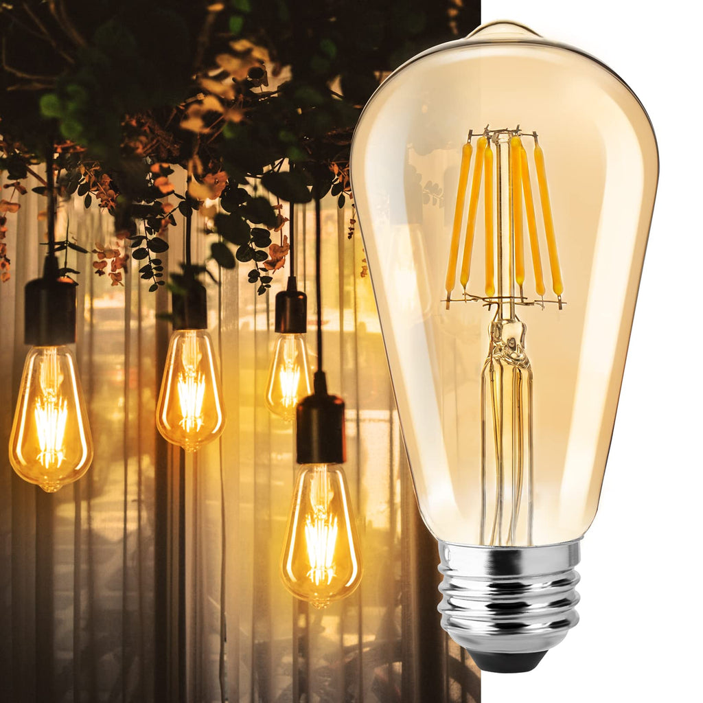 Brightown Edison Bulb, Dimmable 6W E26 LED Bulbs 60 Watts Equivalent Warm White, 6 Pack