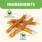 MON2SUN Dog Treats, 5 Inch Chicken Wrapped Rawhide Sticks, 14.11 oz