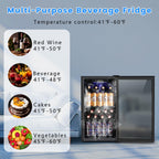 Electactic 26 Bottle Wine Cooler 130 Can Beverage Refrigerator, Small Freestanding Cabinet Wine Cellar with 32℉-61℉ Temperature Control Glass Door, Black