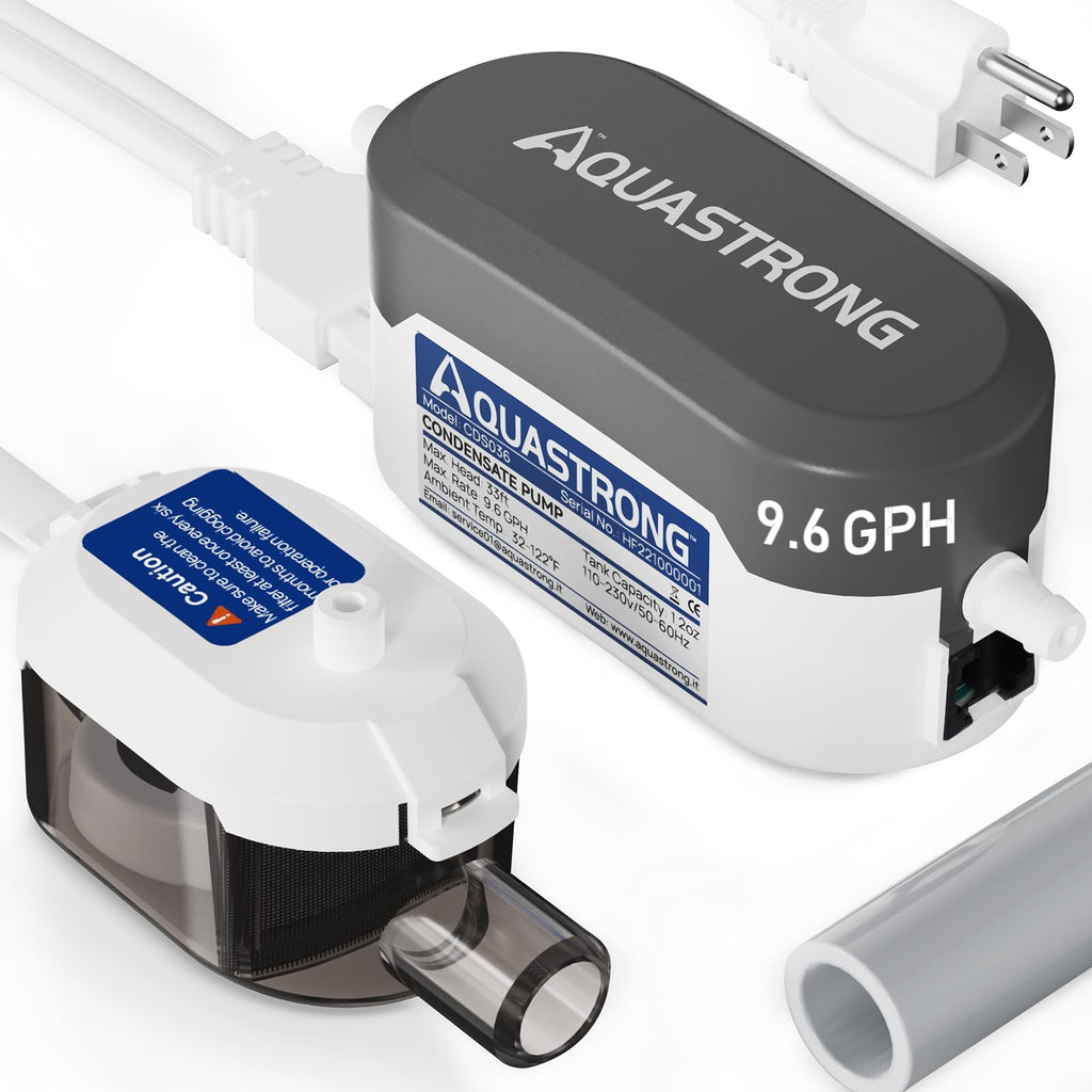 Aquastrong HVAC Condensate Pump, 115V/230V, Automatic Safety Switch, AC Condensate Removal for Air Conditioner, Furnace, Dehumidifier, 3.3' Power Cord, Black