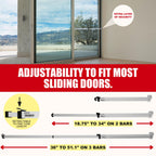 SECURITYMAN Sliding Door Security Bar-Child Proof Sliding Door Lock Bar with Anti Lift Lock - Fits Most Doors & Windows - Adjustable Patio Door Security Bar (18.75"- 51.1") - White