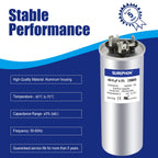 SUREPHON 45+5 uF 45/5 MFD ±5% 370V/440VAC Dual Run Start Capacitor CBB65B Works for AC Unit Fan Motor Start or Heat Pump or Condenser Straight Cool