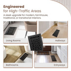 Floor Vent Covers – 4x10 Floor Register – 8 Pack – Heavy-Duty Steel, Rustproof & Walkable Grates, Drop-in Install, Adjustable Airflow – Decorative Floral Design, Textured Black