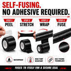 Self-Fusing Silicone Tape 1" x 33' x 20mil – Waterproof Emergency Repair Tape for Radiator Hoses, Pipes & Electrical Wiring – Heat Resistant, Insulating, Chemical Resistant, No Residue, Black