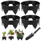 24PCS Planting Grow Rings with Shovel, Diameter Range 8.3-15.7in Adjustable Round Plant Support Garden Circle Ring for Watering Planting Edging Border Ring for Vegetables (24, Black)