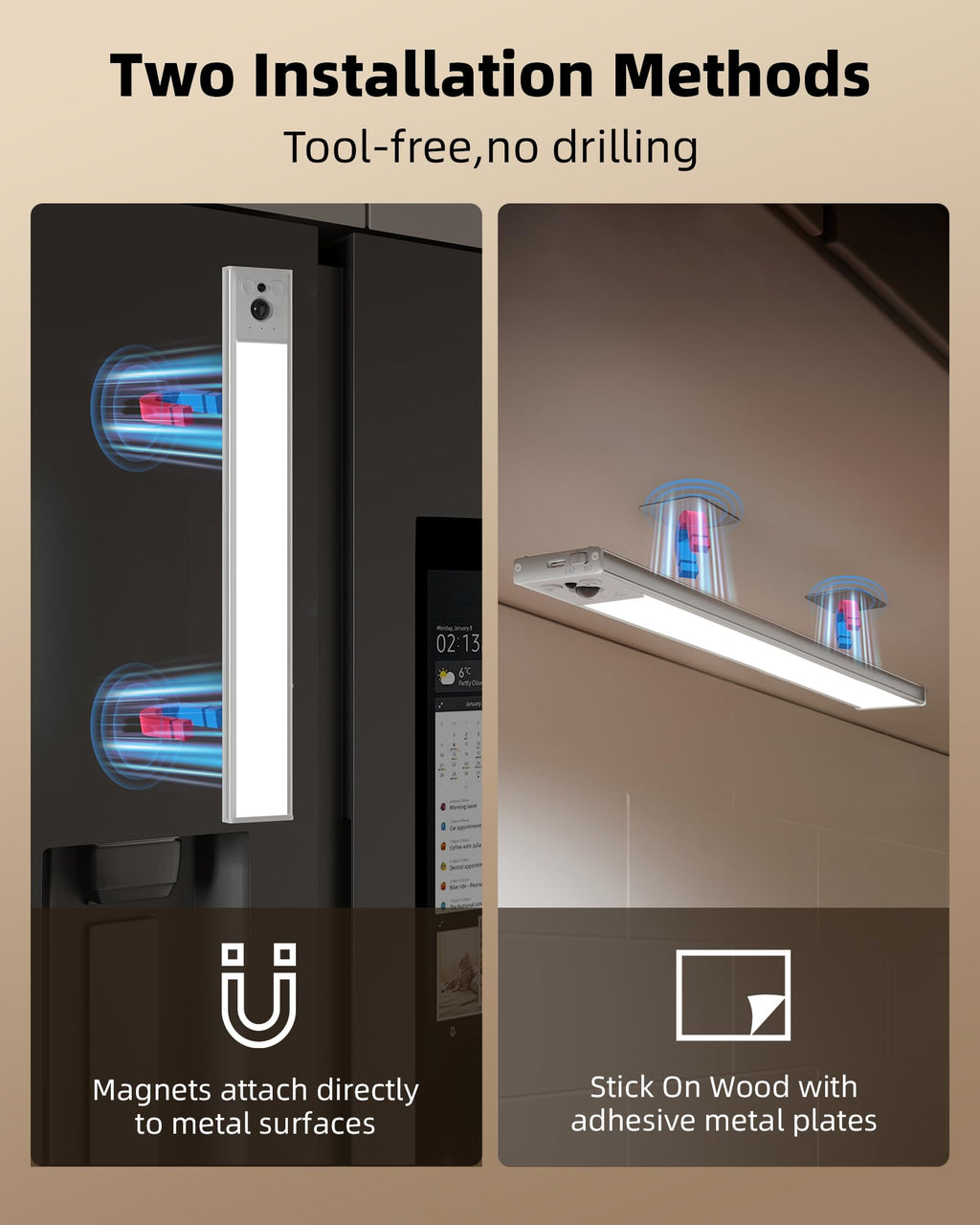 EZVALO 3-Pack Under Cabinet Lighting, 4000mAh Rechargeable Motion Sensor Light, 16inch Magnetic Closet Lights with Dimmable & 3 Color Temps, Wireless Motion Activated Lights with Remote for Kitchen