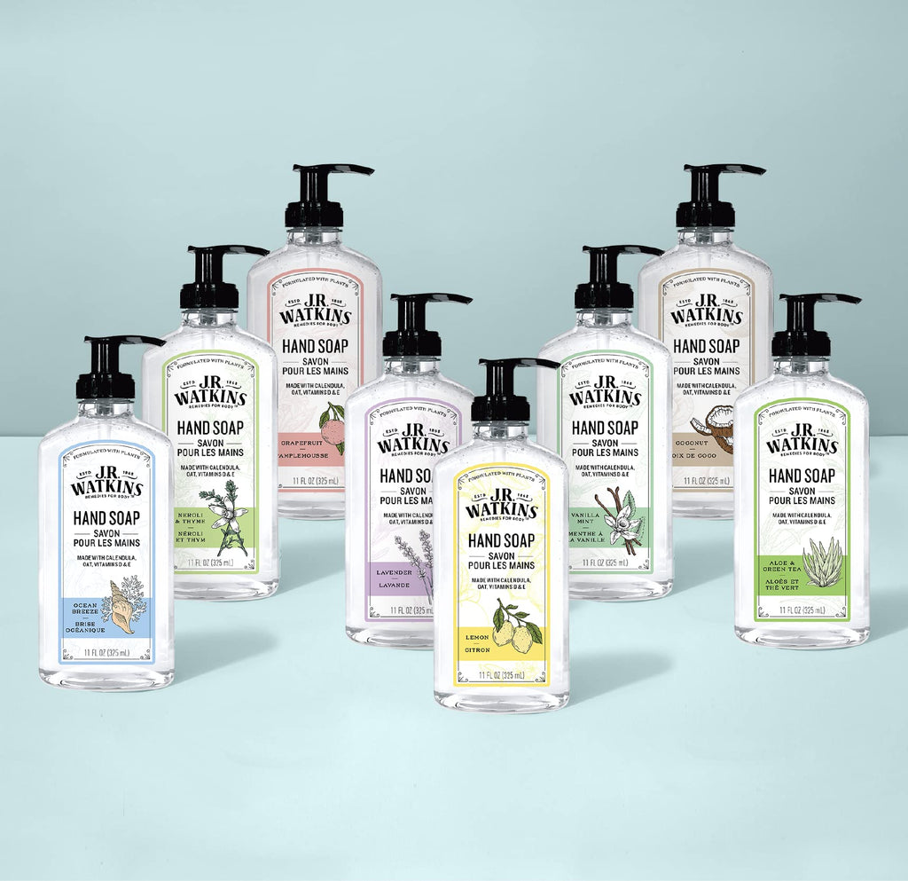 J.R. Watkins Gel Hand Soap Refill, Moisturizing Hand Wash, Alcohol-Free, Cruelty-Free, Lemon, 34 Fl Oz, 3 Pack