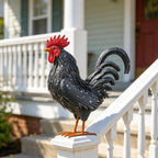 Ratuor Rooster Garden Statue Sculpture Metal Chicken Yard Decor Outdoor Figurines Patio Backyard Decoration (Black)