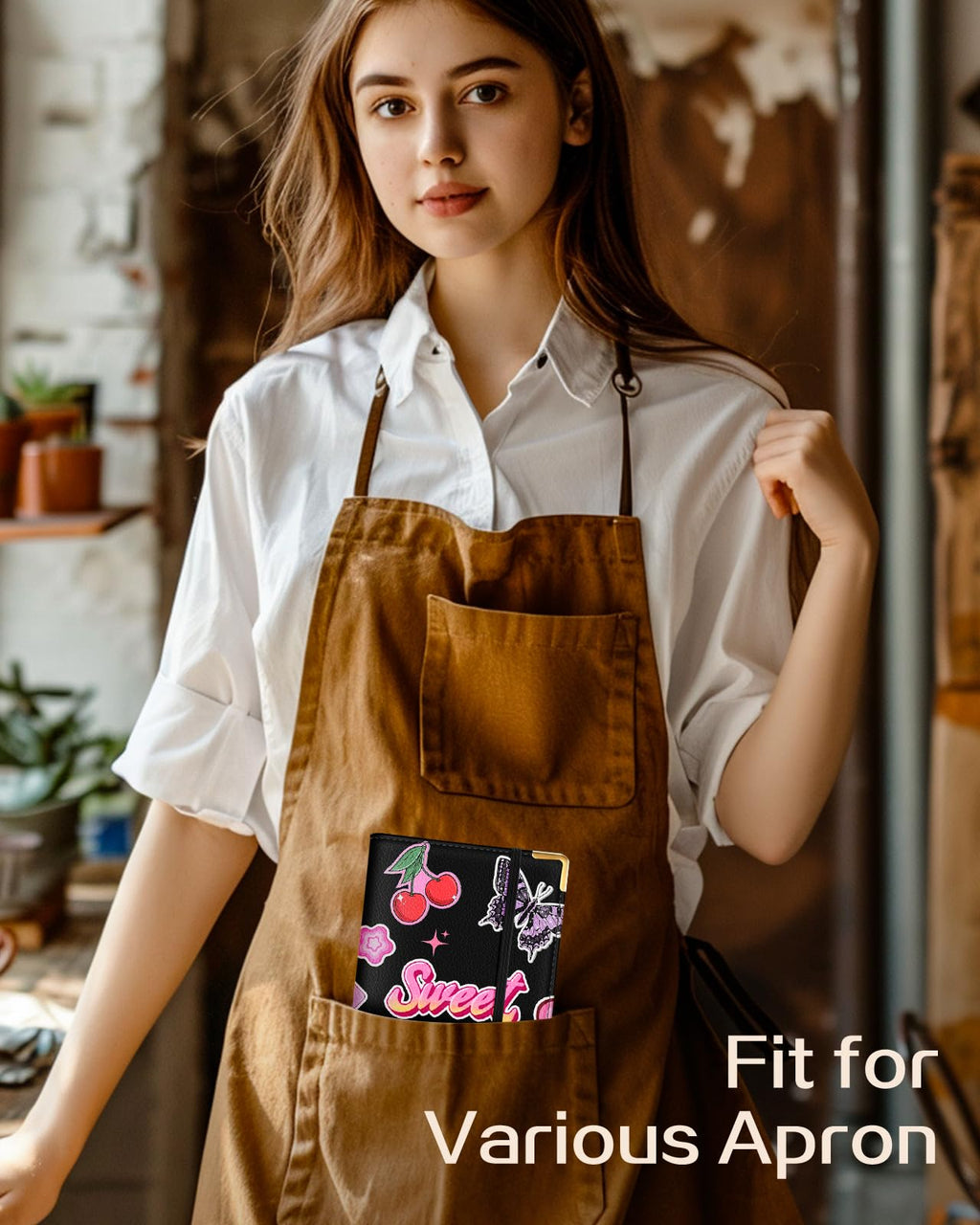 Slohif Server Book for Waitress Cute Serving Books with Zipper Pocket Accessories Leather Server Check Book Restaurant Waiter Server Booklet Organizer Ticket Book Holder Funny Y2K