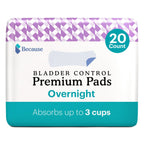 Because Incontinence Pads for Women - Extra Heavy Absorbency, Overnight Postpartum Incontinence Liners, 12hr Nighttime Leak-Free Protection, 20 Count