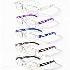 AQWANO Rimless Reading Glasses for Women Men, Clear Frame Readers Computer Blue Light Blocking Anti Glare Filter Lightweight,2.0