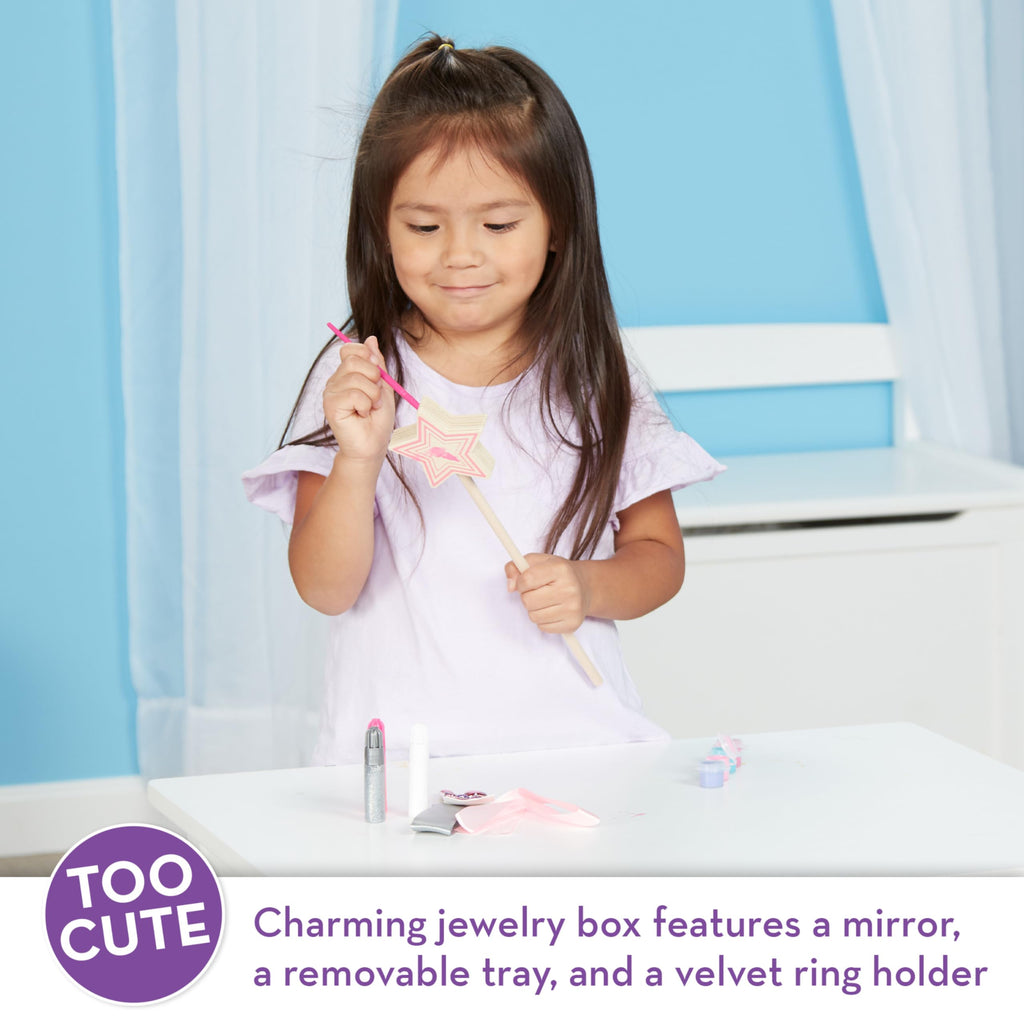 Melissa & Doug Created by Me! Paint & Decorate Your Own Wooden Princess Wand Craft Kit, Pink - Princess Crafts Great for Rainy Days, Princess Toys for Kids Ages 4+