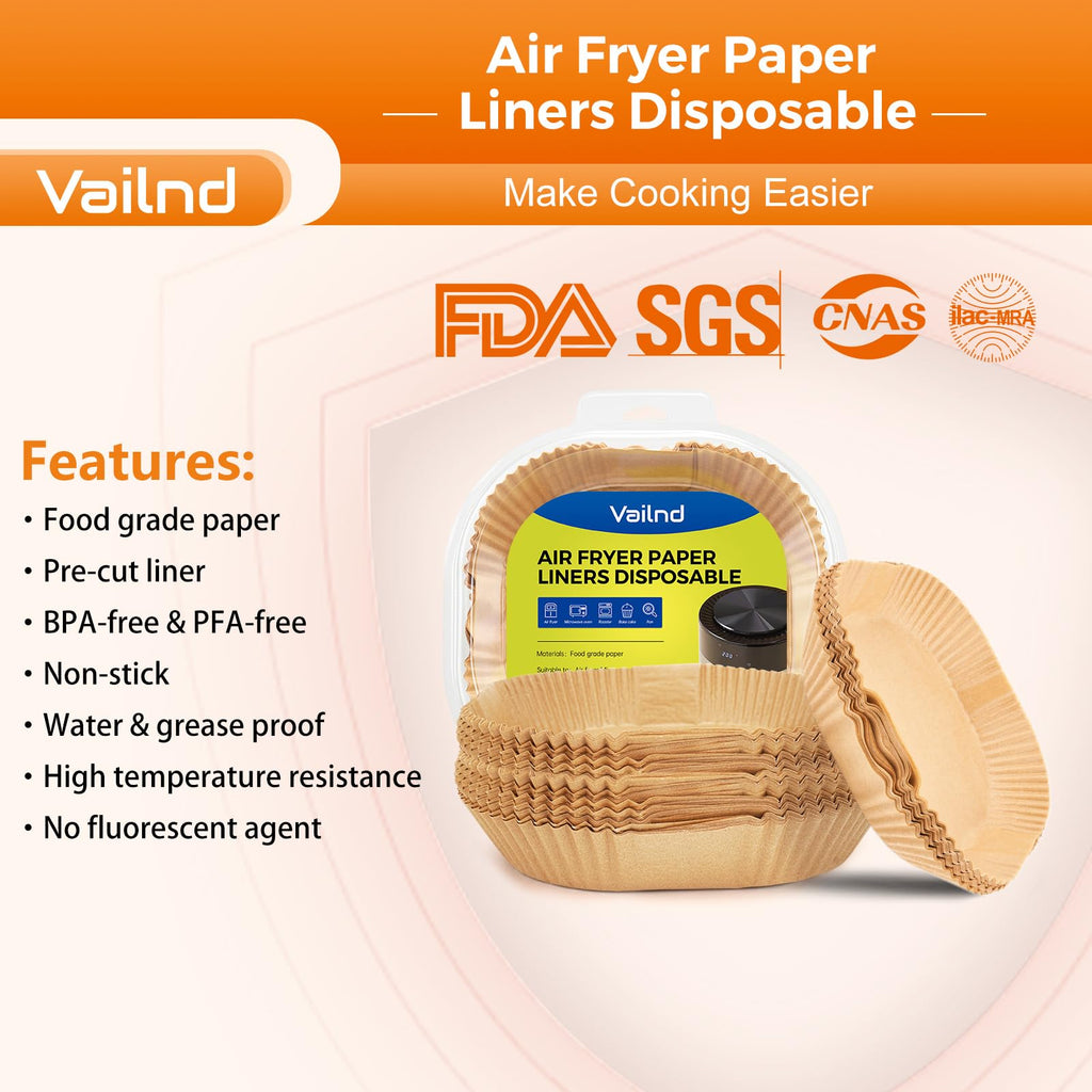 Air Fryer Paper Liners: 250Pcs Parchment Paper Sheets, Air Fryer Liner Disposable, Oilproof Waterproof Airfryer Basket Liner Square (6.5inch)