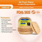 Air Fryer Paper Liners: 250Pcs Parchment Paper Sheets, Air Fryer Liner Disposable, Oilproof Waterproof Airfryer Basket Liner Square (6.5inch)