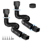 plusgutter 2 Pack Rain Gutter Downspout Extensions, Flexible Downspout Extender with 58"+68" Extendable Pipes for Rain Water Drainage, Durable Down Spout Drain Extension with Connector (Black)