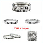 Love Statement Gifts Name Ring - Custom Text Stainless Steel Band Ring, Personalized Gift for Her & Him, for Valentines Day, Anniversary Birthday Graduation Christmas Bridesmaids Wedding