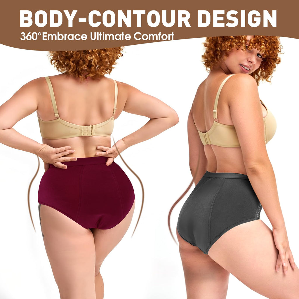 TUXIYA Incontinence Underwear for Women, Leak Proof Underwear for Women Washable & Reusable for Leakage Protective Panties(XL, Pack of 6)