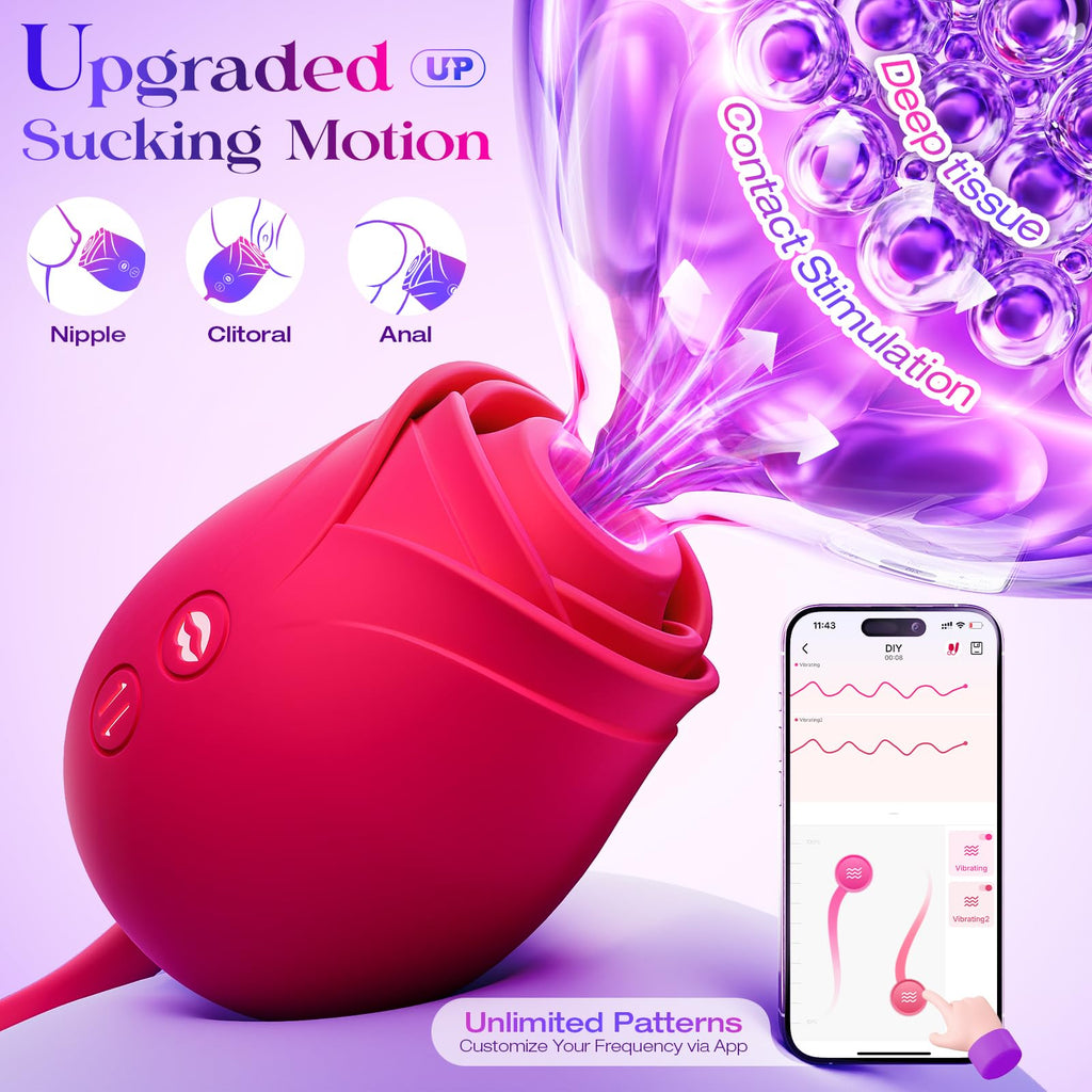 Vibrator Dildo Sex Toys for Women - MOOLIGIRL Rose Sex Toy with Thrusting G Spot Vibrators & 10 Sucking Modes for Clitoral Nipple Stimulation Anal Dildos Adult Sex Toys Games for Couples Sex Machine