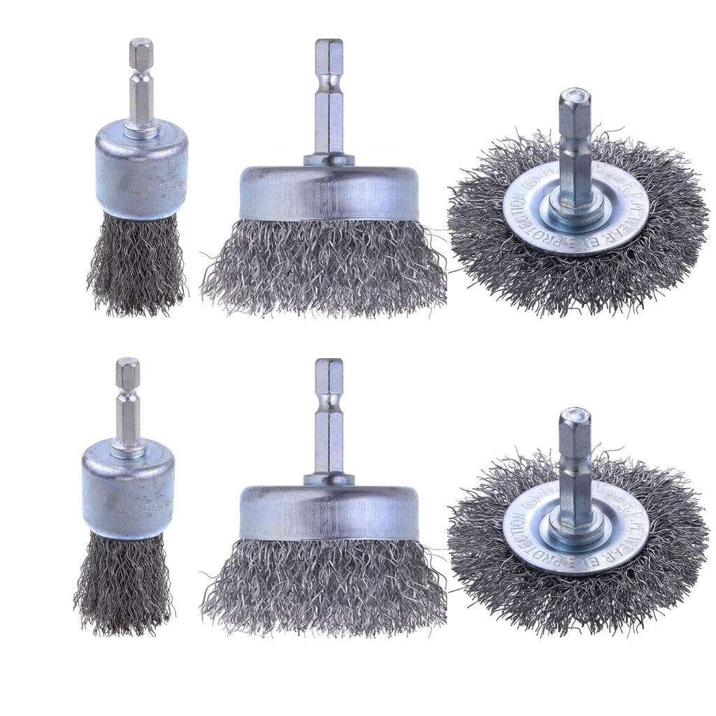 Rocaris 6 Pack Carbon Steel Wire Wheel Brush, Wire Brush for Dill