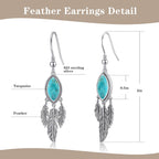 AVECON 2CT Marquise Turquoise Dangle Earrings for Women, Feather Jewelry