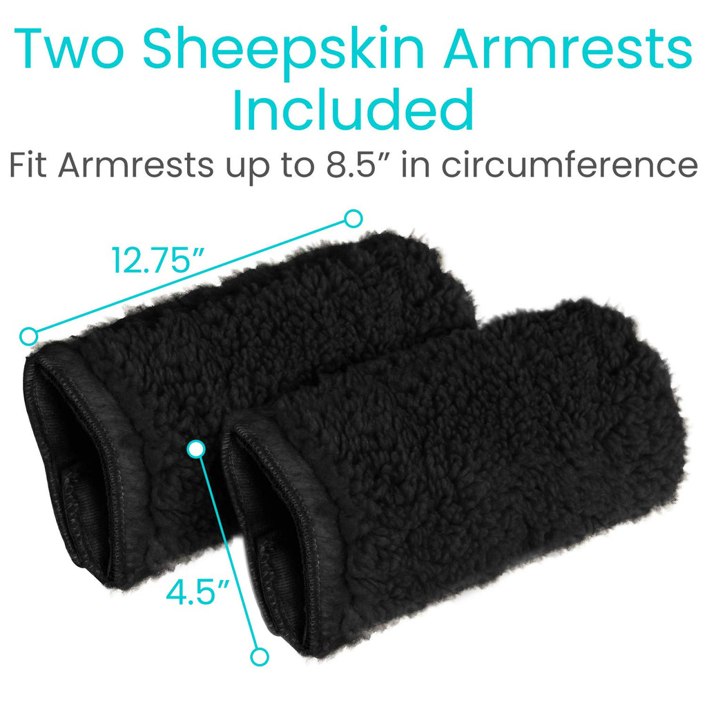 Vive Office Chair Armrest Pads (2 PCS) - Memory Foam Wheelchair Sheepskin Accessories Pads for Transport Electric Wheel Chair Arm Rests - for Adults, Seniors, Handicapped - Soft Support Cushion
