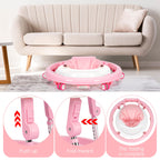 TreeCute Baby Walker Foldable with 9 Adjustable Heights, Baby Walker with Wheels Portable, Infant Toddler Walker for Baby Boy Girls 6-18 Months (Pink)