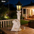 Solar Angel Garden Statue, 18" Roman Columns Angel Statue with Solar Lights Outdoor Waterproof, Resin Deocr Angel Figurine for Yard Patio Lawn Ornaments, Angel Gifts for Women Mom Grandma