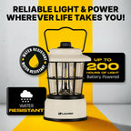 LUXPRO Retro LED Lantern - Battery-Powered Emergency Lantern - Water Resistant - Bright LED Lamp for Indoor & Outdoor Use - Use for Tents, Hiking or Hurricane Prep (Beige, Pack of 1)