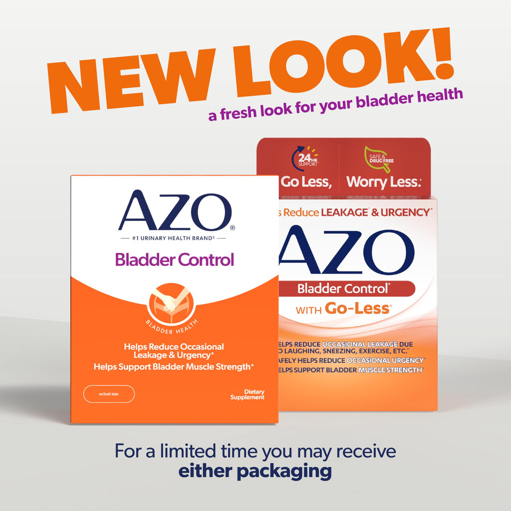 AZO Bladder Control with Go-Less Daily Supplement | Helps Reduce Occasional Urgency, leakage due to laughing, sneezing and exercise††† | 72 Capsules